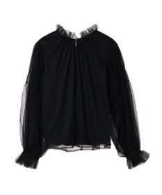 Green Parks ・ＥＬＥＮＣＡＲＥ　ＤＵＥ　チュールハイネックブラウス