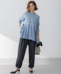 23区 S 【ご好評につき新色追加】ナチュラルコットンベアコンビ ペプラム カットソー