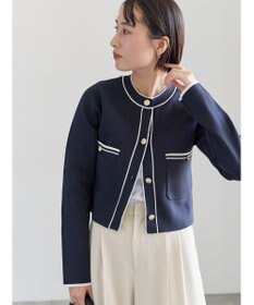 Te chichi ミラノリブ配色ラインカーディガン