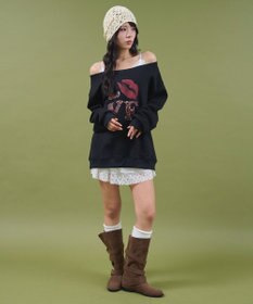 WEGO レオパードロゴオフショルSWT