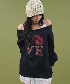 WEGO レオパードロゴオフショルSWT