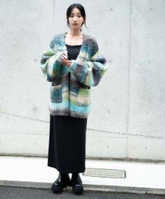 WEGO マルチボーダーブラッシュニットカーデ