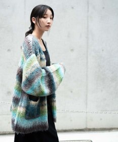 WEGO マルチボーダーブラッシュニットカーデ