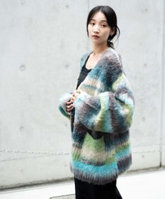 WEGO マルチボーダーブラッシュニットカーデ