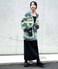 WEGO マルチボーダーブラッシュニットカーデ