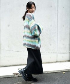 WEGO マルチボーダーブラッシュニットカーデ