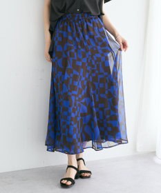 YECCA VECCA アート柄シアーロングスカート