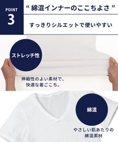 WACOAL MEN 綿混インナー Vネック ３分袖 しっかりあたたかい 保温性 肌側起毛 ストレッチ素材 逆三シルエット設計 メンズ GL5020 /ブロス