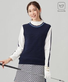 23区GOLF 【WOMEN】【ウォッシャブル】コットンブレンドサイドロゴベスト