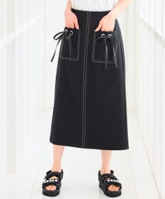 Feroux 【洗える】リボンポケット付きIライン スカート