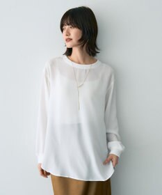 YECCA VECCA リブMIXジョーゼットブラウス