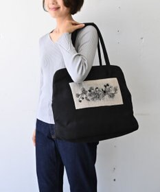 AND WOOL スミレの押し花刺繍バッグ big size