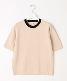 自由区 L 【アンサンブル対応・洗える】ウールシルク5分袖 ニット