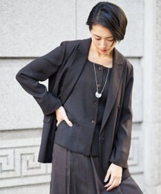 自由区 【カタログ掲載・人気素材・セットアップ対応】リネンライクシンセティックノースリーブ ブラウス ダークブラウン