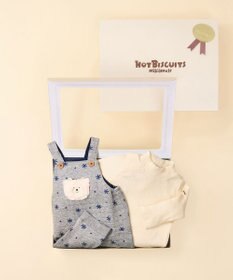 MIKI HOUSE HOT BISCUITS キルト素材 オーバーオール＆Tシャツギフトセット【BOX付き】