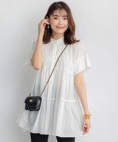 組曲 【洗える】ナチュラルローンギャザーフレア ブラウス