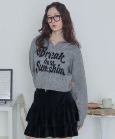 WEGO フラッフィーグラフィックジャガードニットZIPパーカー