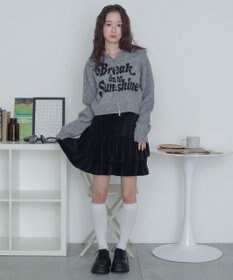 WEGO フラッフィーグラフィックジャガードニットZIPパーカー