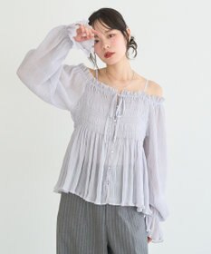 earth music&ecology 【2WAY】シャーリングフリルオフショルブラウス