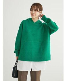 Green Parks スウェット風フード付ニットプルオーバー