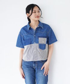 Ripo trenta anni PATCH WORK DENIM SH クロップド丈 デニムシャツ