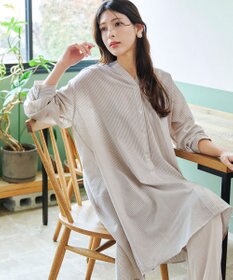 Tiaclasse 【洗える】リネンミックススキッパーシャツワンピース