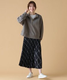 ANY 【洗濯機可】クロップド丈ダンボールハーフジッププルオーバー