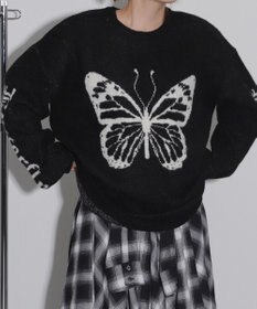 WEGO モチーフグラフィックフラッフィーニットプルオーバー