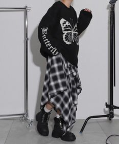 WEGO モチーフグラフィックフラッフィーニットプルオーバー