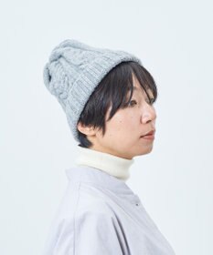 AND WOOL 〈上質な素材と手仕事から生まれた優しいニット〉メリノウール・ケーブル編みニット帽子