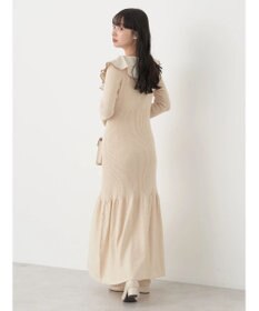 earth music&ecology パイピングフレアカラーニットワンピース