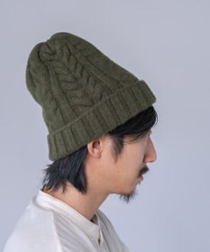 AND WOOL 〈上質な素材と手仕事から生まれた優しいニット〉メリノウール・ケーブル編みニット帽子
