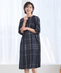 J.PRESS LADIES L 【洗える】 メモリーウェザー チェック ワンピース