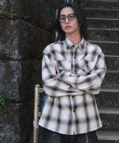 WEGO 【ユニセックス着用ITEM/SMLサイズ展開】オンブレチェックシャツ（LS）