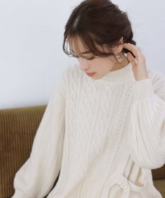 Tiaclasse アラン柄ニットチュニックワンピース