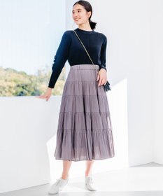 組曲 ギャザーライトデシン ティアードスカート