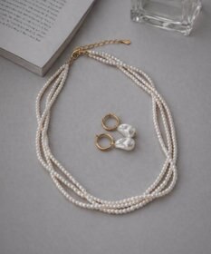 Phoebe <オンワード限定セット>3連ビーズパールネックレス×バランスバロックパールフープイヤリング