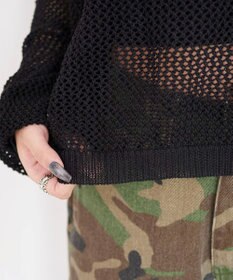 WEGO 2WAYオフショルメッシュニット