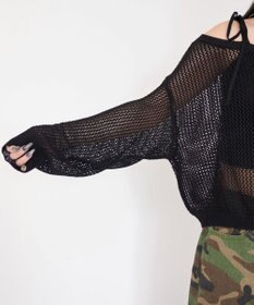 WEGO 2WAYオフショルメッシュニット