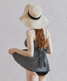 San-ai Resort（三愛水着楽園） WEB限定　ペプラム無地/チェック3点セット水着【Beach Queen（ビーチクイーン）】