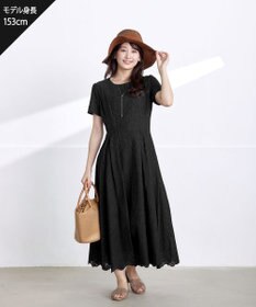 Tiaclasse 【洗える】パンチングレーススカラップワンピース