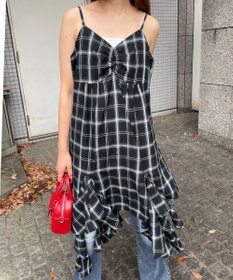 WEGO チェックイレヘムキャミワンピース