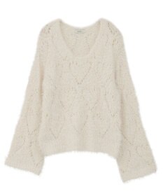 earth music&ecology シャギーミックス透かしハート柄ニットプルオーバ