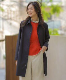 J.PRESS LADIES ドライツイルストレッチ ステンカラー コート ネイビー系