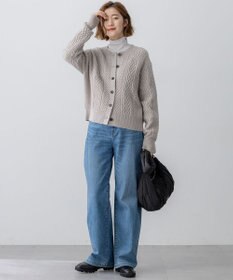 23区 S 【洗える】カシミヤブレンド ケーブルニットカーディガン