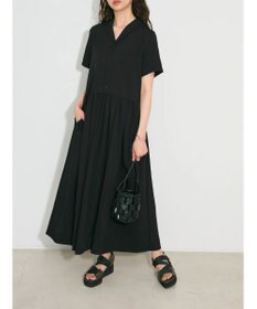 Green Parks ローウエスト切替開襟シャツワンピース