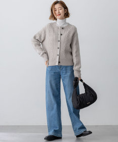 23区 S 【洗える】カシミヤブレンド ケーブルニットカーディガン