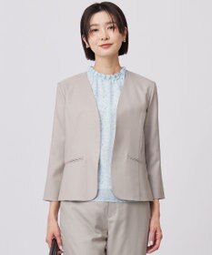 J.PRESS LADIES L 【セットアップ対応・洗える・UVケア・吸水速乾】OXIJEWELストレッチ ノーカラー ジャケット