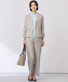 J.PRESS LADIES L 【セットアップ対応・洗える・UVケア・吸水速乾】OXIJEWELストレッチ ノーカラー ジャケット