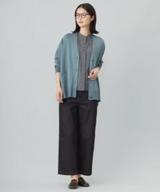 J.PRESS LADIES S 【洗える】ハイパワーデニムツイル ワイド パンツ